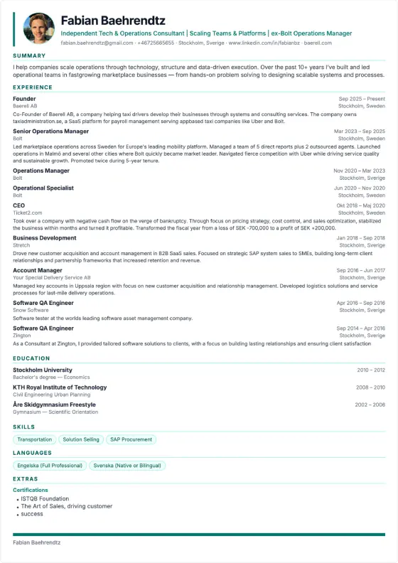 Basic CV-mall — ren och minimalistisk design